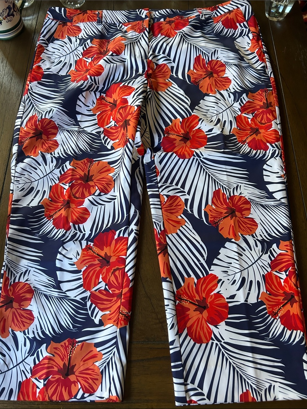 Wildfang Tropical Flat Front Cropped Empower Trousers